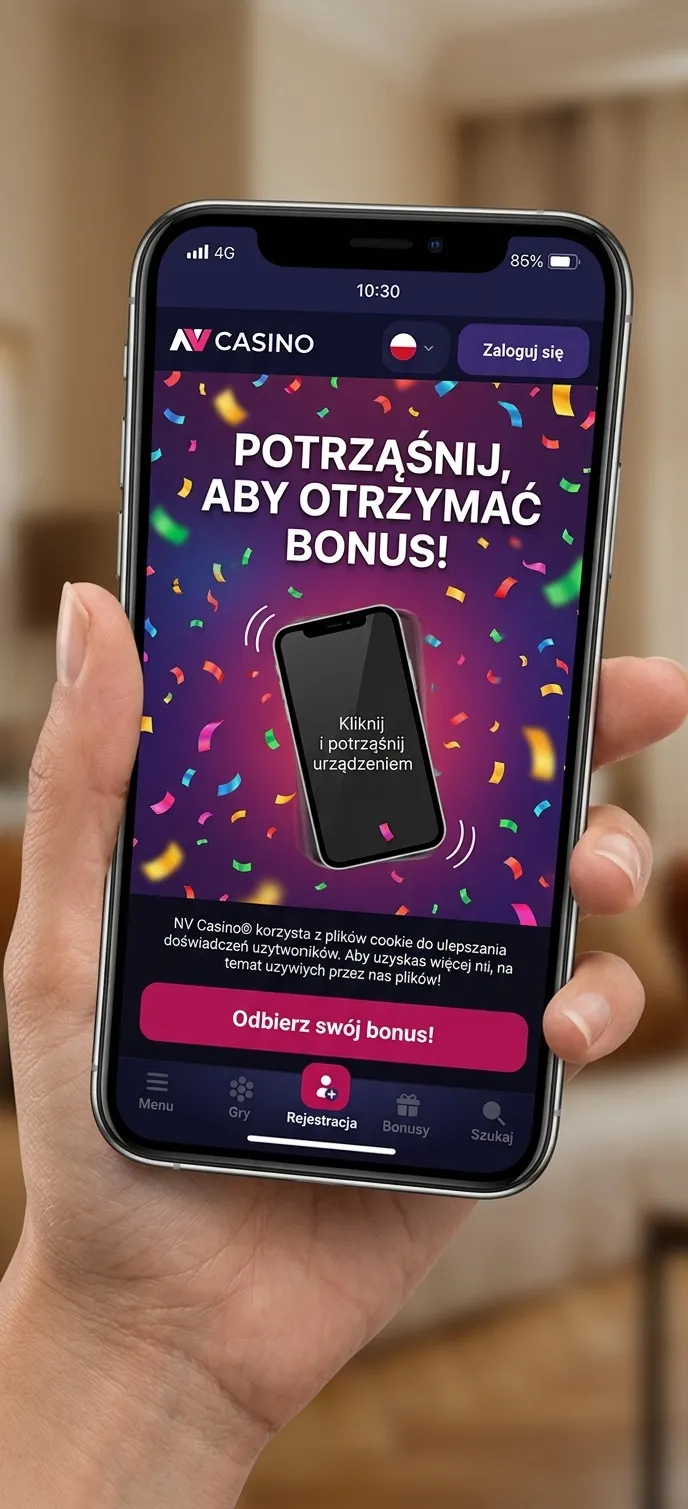 Gracz korzystający z aplikacji NV Casino na telefonie